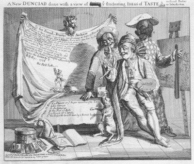 Een nieuwe Dunciad gedaan met het oog op het vastleggen van de fluctuerende ideeën van smaak zonder voorwoord of inleiding, 1753 door Paul Sandby